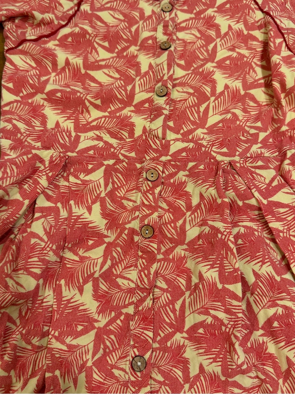Hashboosh Button-Front Midi Dress in Coral Leaf Print Size Small - Picture 3 of 10
